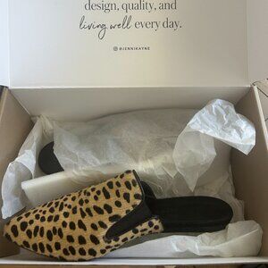 Jenni Kayne Pony Hair Cheeatah Mules Size 38 BARELY WORN (2-3 times)